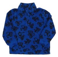 Cobaltově modrá fleecová mikina se stavebními stroji a kapsou George