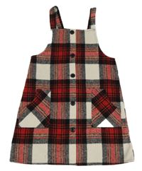 Bílo-černo-červené kostkované vlněné šaty s knoflíky PRIMARK