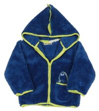 Tmavomodrá chlupatá bunda s dinosaurem a kapucí s ostny Ergee