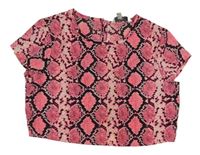 Růžovo-černá vzorovaná crop halenka Miss E-vie