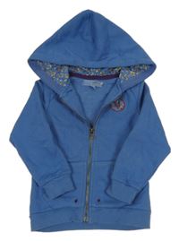 Modrá propínací mikina s nášivkou a kapucí Lisa Rose