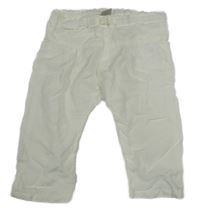 Bílé lněné kalhoty s mašličkou Smile