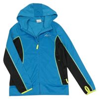 Modro-černá thermo propínací mikina s nápisem a kapucí YIGGA