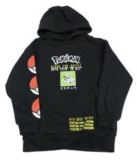 Černá mikina s pokémony a kapsou a kapucí