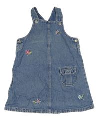 Modré šisované riflové šaty s kytičkami 