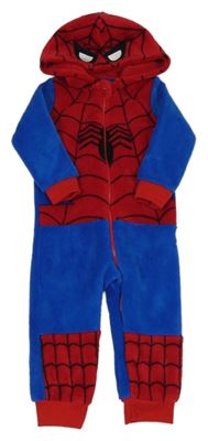 Modro-červená plyšová kombinéza s pavoukem a kapucí - Spider-man PRIMARK