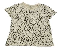 Béžovo-černé vzorované tričko se srdíčky H&M