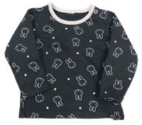 Černá teplá mikina se zajíčky - miffy a hvězdičkami