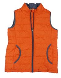 Tmavooranžová prošívaná šusťáková zateplená vesta 