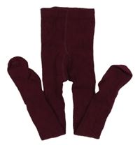 Vínové žebrované vzorované punčocháče H&M