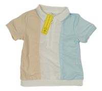Nové - bílo-světlemodro/béžové polo tričko SHEIN
