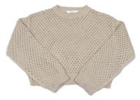 Béžový melírovaný ažurový pletený crop svetr H&M