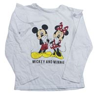Bílé triko s Minnie a Mickey mousem s kamínky 