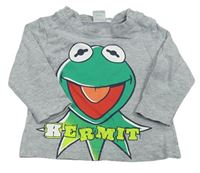 Šedé melírované triko s žábou - Kermit Disney