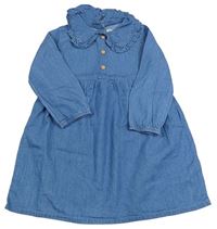 Modré šaty riflového vzhledu s límečkem Primark