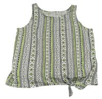 Bílo-černo-neonově žlutý vzorovaný crop top C&A