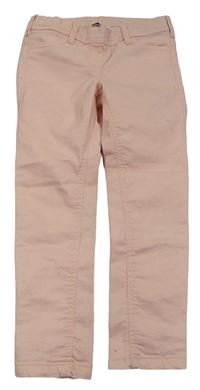 Růžové elastické plátěné skinny kalhoty C&A