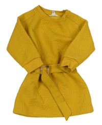 Okrové prošívané teplákové šaty s páskem River Island