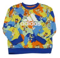 Modro-zeleno-žlutá vzorovaná mikina s Mickeym a přáteli Adidas