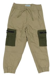 Pískové plátěné cargo cuff kalhoty zn. Primark