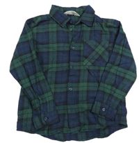 Tmavozeleno-tmavomodro-černá kostkovaná flanelová košile zn. H&M