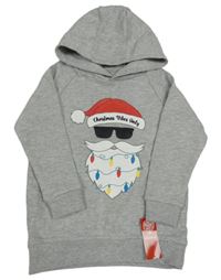 Nové - Šedá melírovaná mikina se Santou a kapucí Dunnes