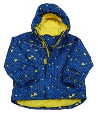 Modrá vzorovaná šusťáková lyžařská bunda s kapucí Lupilu