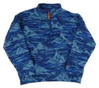 Modro-tmavomodrá vzorovaná fleecová mikina Fat Face