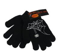 Nové - Černé prstové rukavice s pavučinou