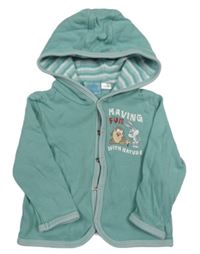 Zelená lehká propínací mikina s Bugs Bunnym s Tazem a kapucí