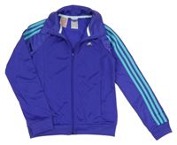 Modrofialová sportovní propínací mikina s logem Adidas