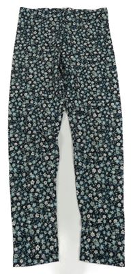 Černo-zelené květované legíny Mango