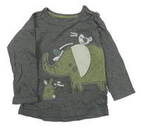 Tmavošedé melírované triko se zvířaty George
