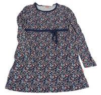 Tmavomodré květované bavlněné šaty