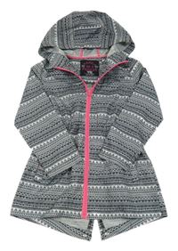 Černo-šedá vzorovaná šusťáková parka s kapucí Yd.
