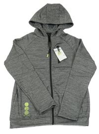 Nové - Tmavošedá melírovaná sportovní propínací mikina s kapucí Primark