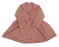 Červeno-bílé pruhované plátěné propínací košilové šaty Dopodopo