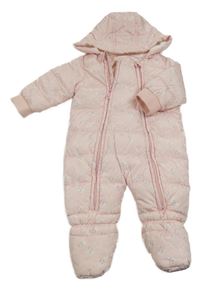 Růžová květovaná šusťáková zimní kombinéza s kapucí V by Very