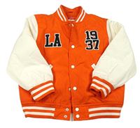 Červeno-krémová šusťáková zateplená baseballová bunda s číslem Primark