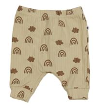 Béžové žebrované tepláky s duhami a mraky Topomini