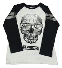 Bílo-černé triko s lebkou F&F