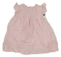 Nové - Světlerůžové plátěné šaty s volánky Dunnes