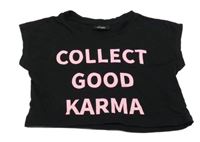 Černé crop tričko s nápisem Page One Young