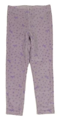 Lila plyšové legíny s hvězdami Kiki&Koko