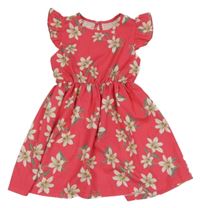 Jahodové květované lehké šaty