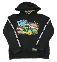 Černá mikina s Minecraft a kapucí Nutmeg