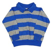 Modro-šedá pruhovaná mikina s límečkem