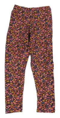 Tmavomodro-starorůžové květované legíny Matalan