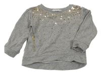 Šedá melírovaná třpytivá mikina s flitry H&M