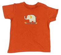 Oranžové tričko se slonem Topomini